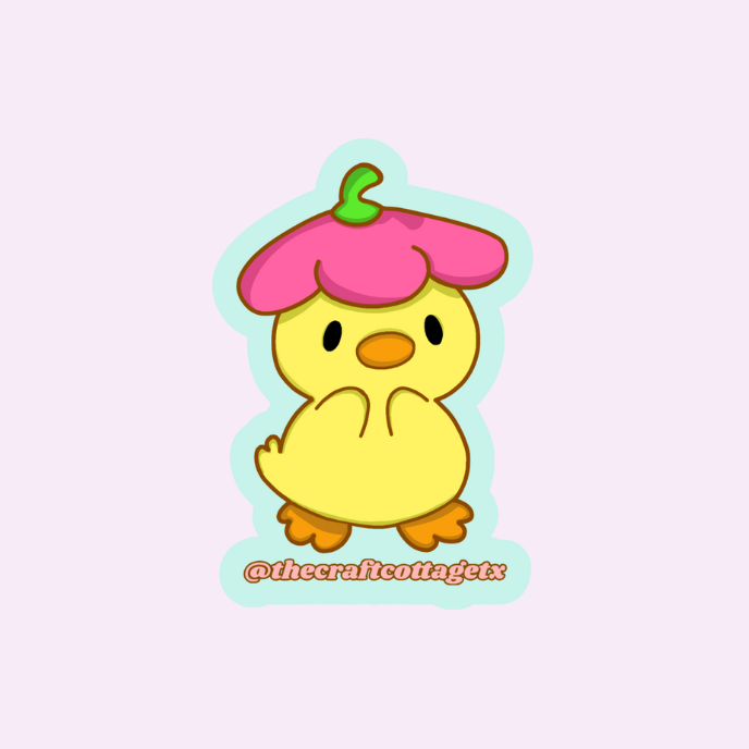 HOLOGRAPHIC, Waterproof Vinyl Sticker "Flower Duckling"