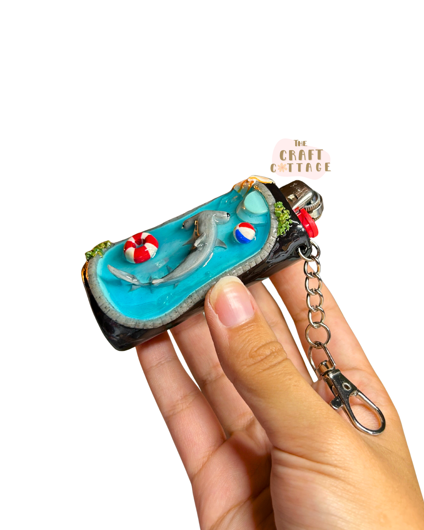 Hand-sculpted Detailed Hammerhead Shark Swimming Pool Lighter Case