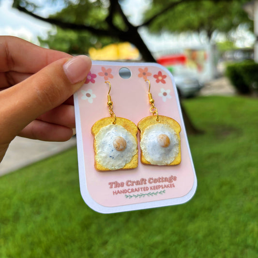 Handmade Polymer Clay Lightweight Dangle Earrings: Eggs On Toast