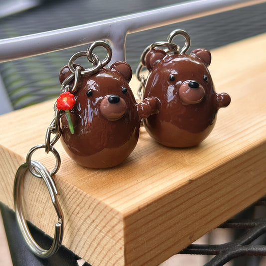 Handmade Polymer Clay Brown Bear: Customizable