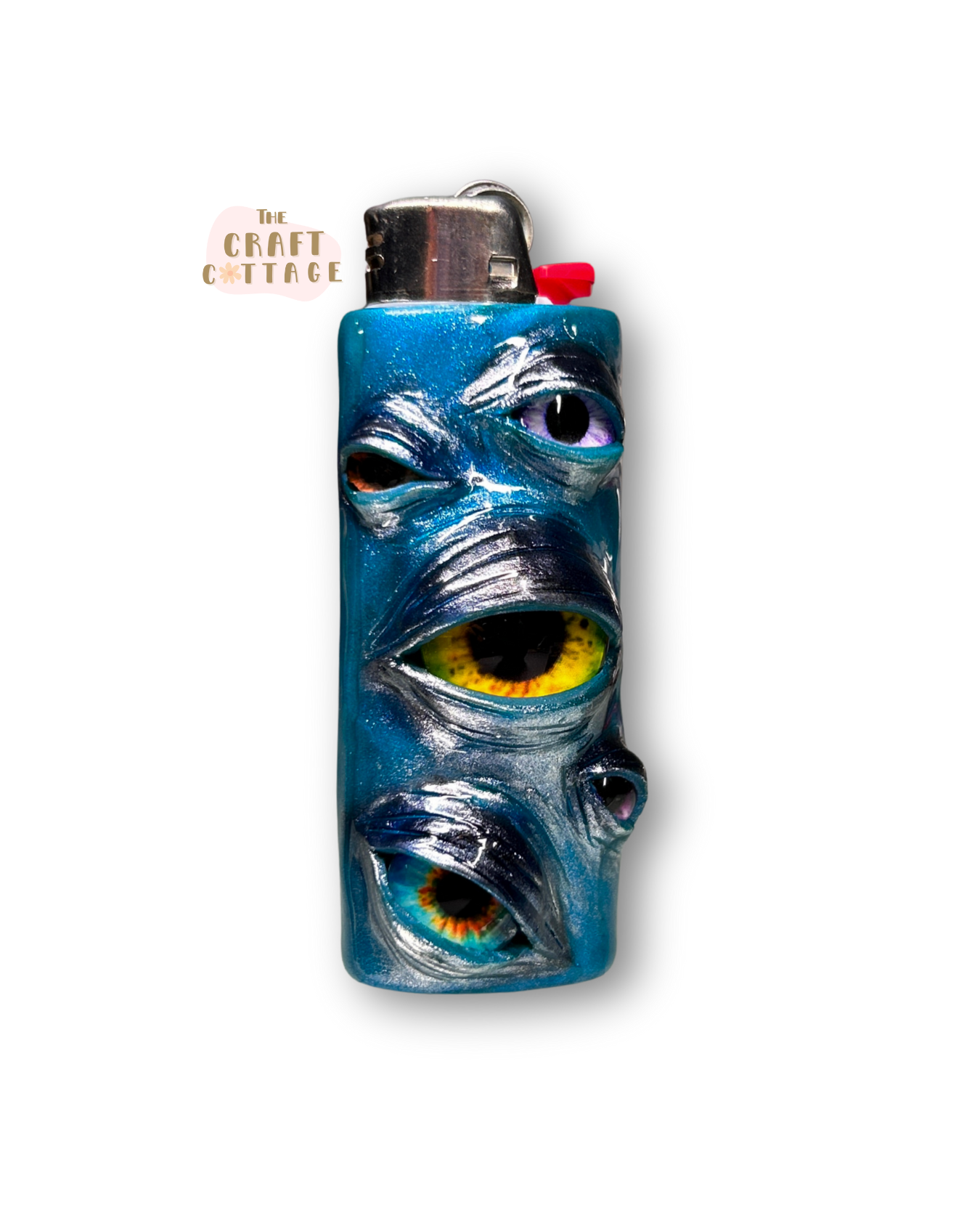 Handmade Blue Chrome Eyeball Lighter Case