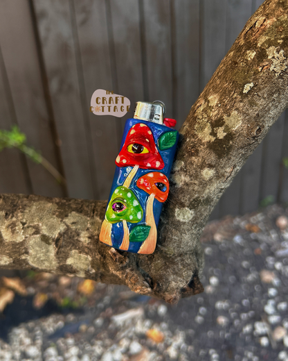 Handmade Mushroom Eyeball Lighter Case