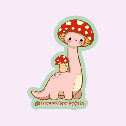 HOLOGRAPHIC, Waterproof Vinyl Sticker "Mushroom Dinosaur"