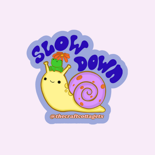 HOLOGRAPHIC, Waterproof Vinyl Sticker "Slow Down Snail"