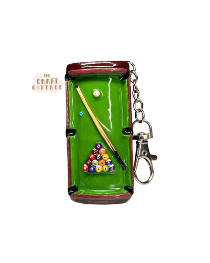 Handmade Detailed Pool Table Lighter Case with Keychain Attachment
