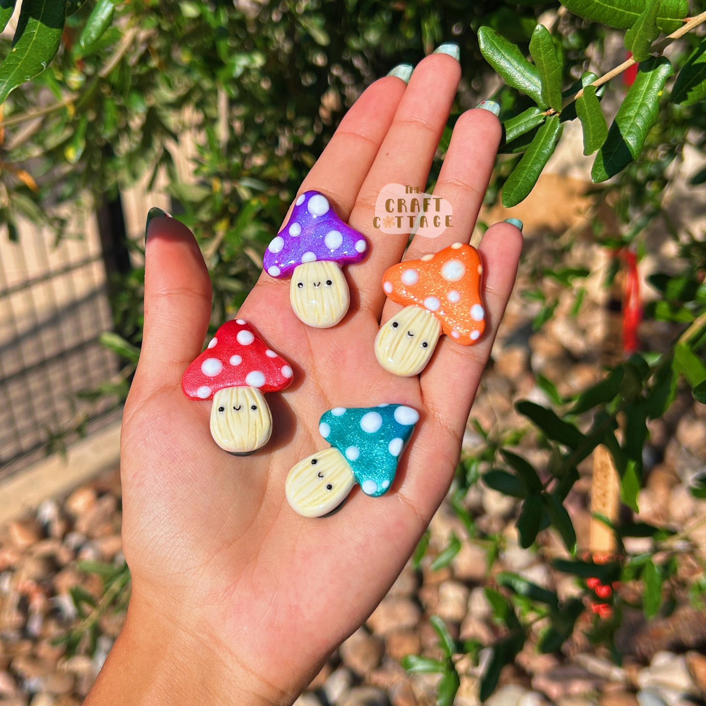 Handmade Smiley Mushroom Magnets