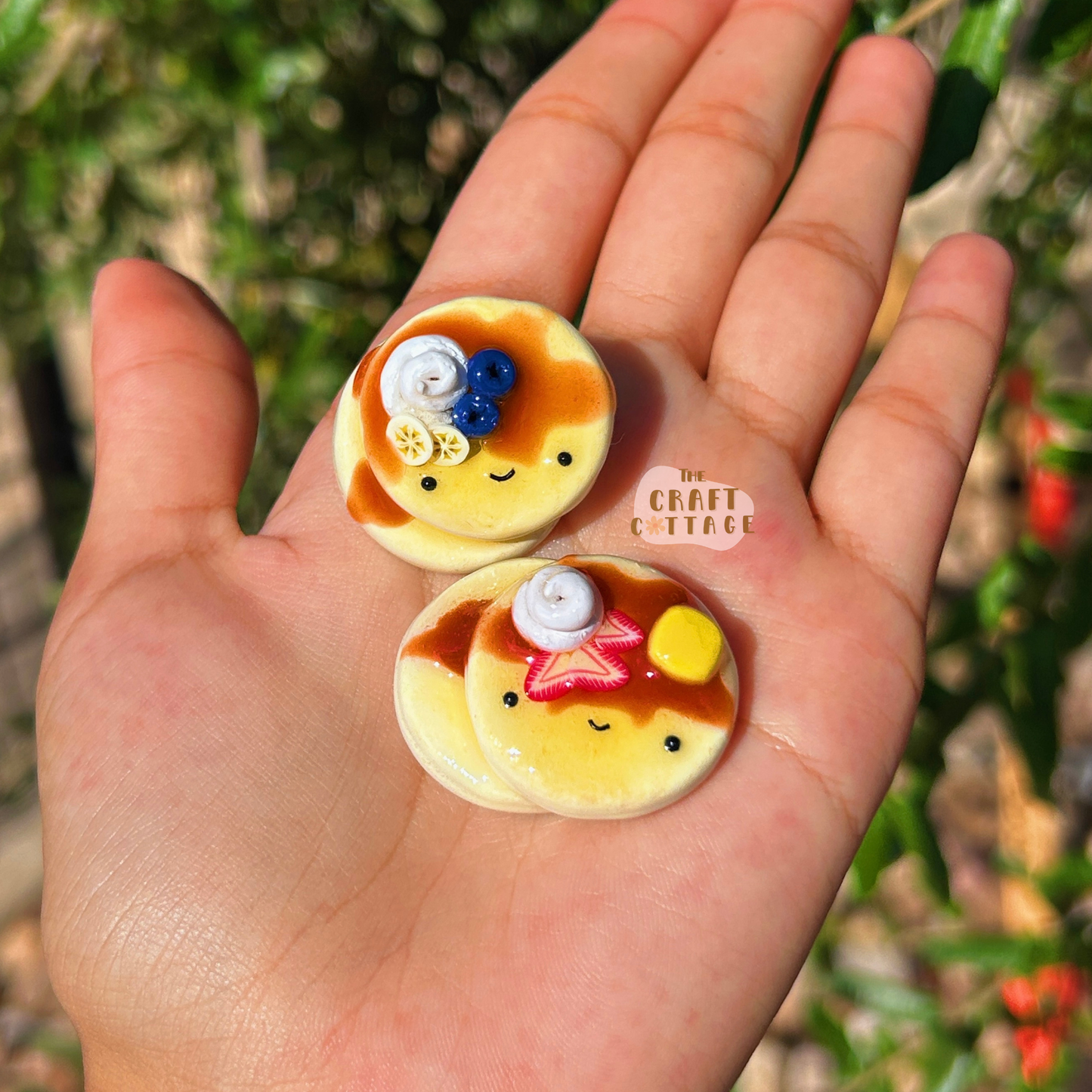 Handmade Smiley Pancakes Magnet Blueberry or Strawberry