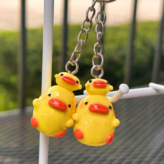 Handmade Polymer Clay Duck Mom & Baby Charm: Customizable
