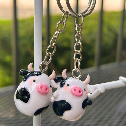 Handmade Polymer Clay Cow Charm: Customizable