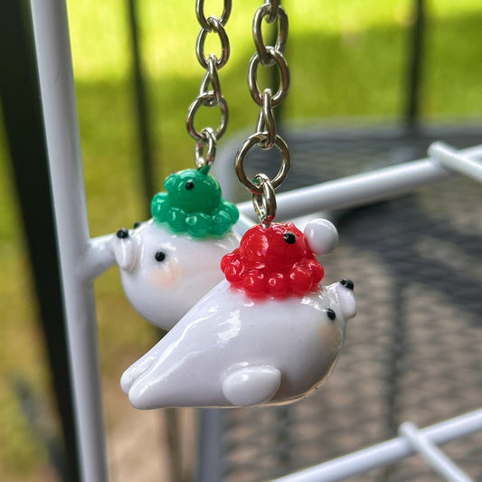 Handmade Polymer Clay Snow Seal With Octopus Hat: Customizable