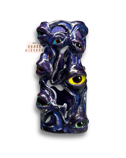 Handmade Negative Space Deep Purple Eyeball Lighter Case with Pearlescent Detail