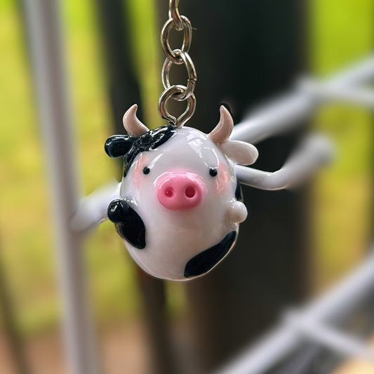Handmade Polymer Clay Cow Charm: Customizable