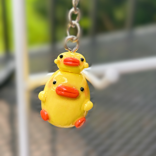 Handmade Polymer Clay Duck Mom & Baby Charm: Customizable